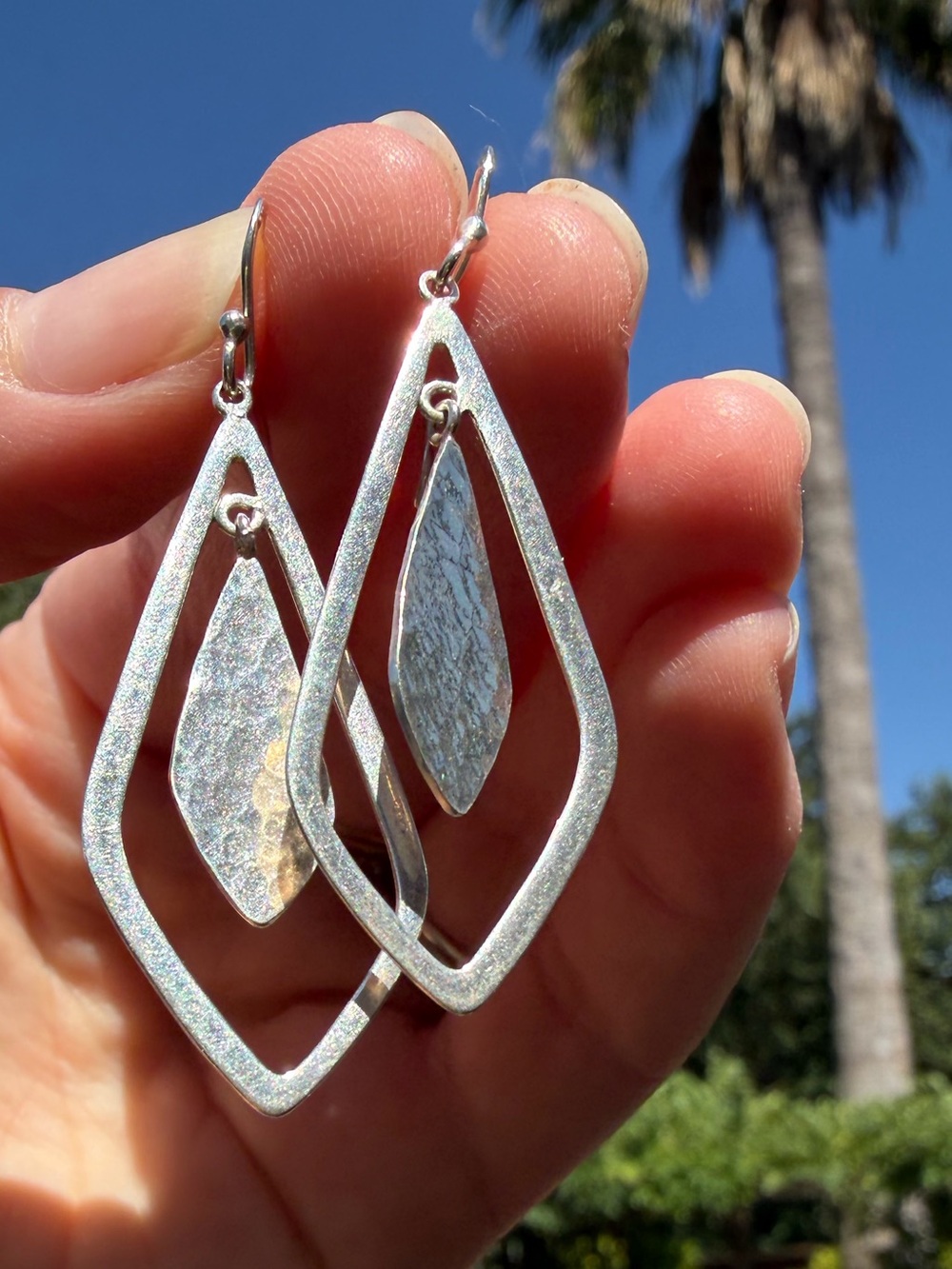 Silver triangle earrings